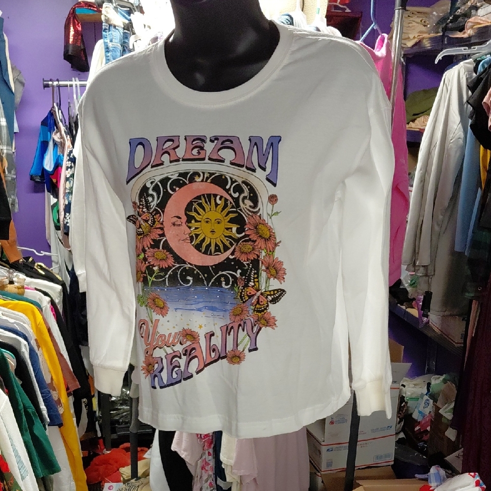 White Graphic Girls  Top